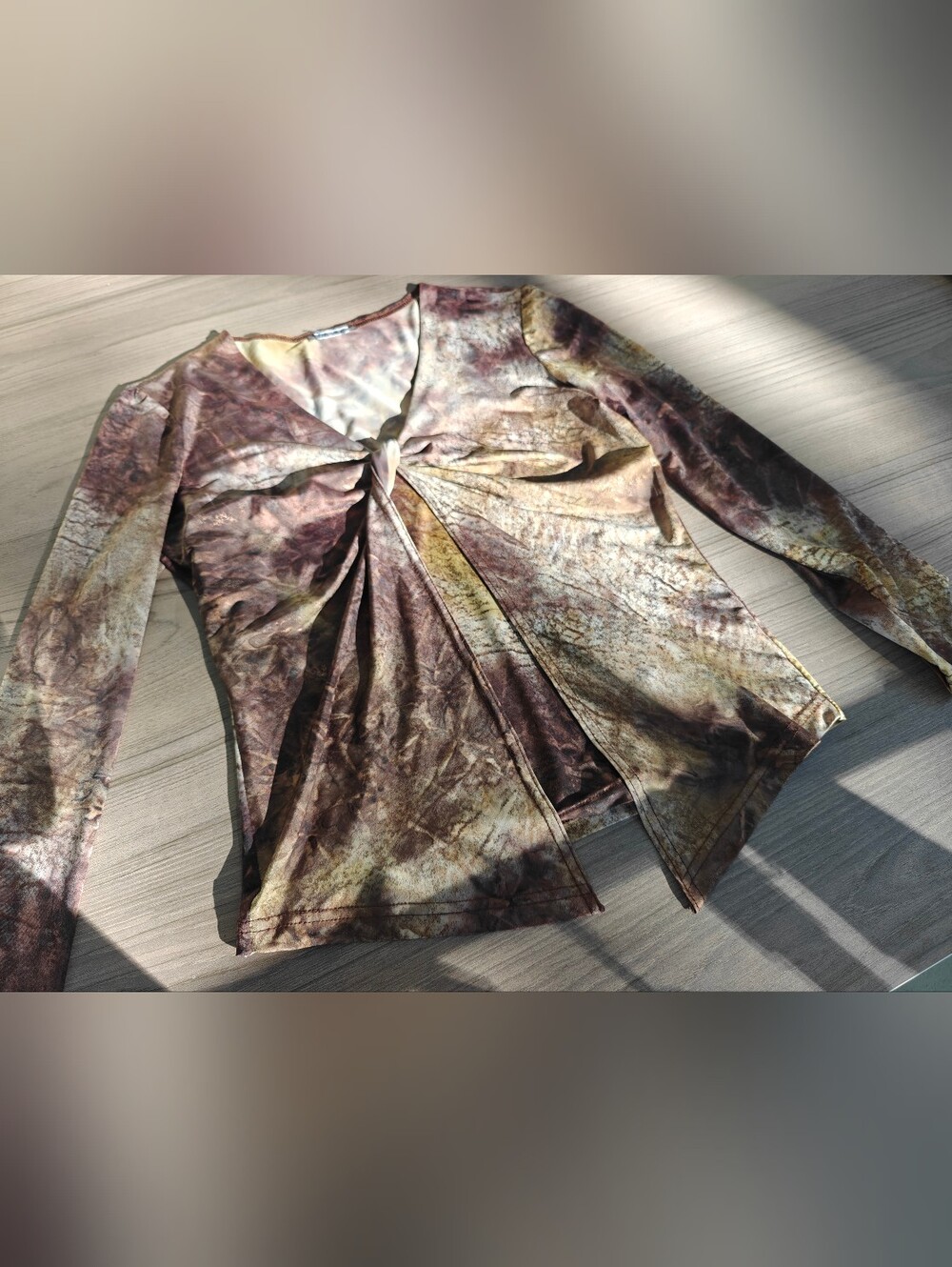 Y2K Women's Twist-Front Long Sleeve Jacket in Brown Multi